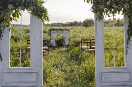 hall marriage ceremony in the open airの写真素材