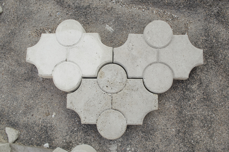concrete brick and sledge hammer in the open airの写真素材