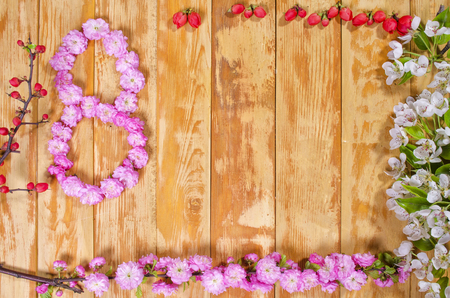 congratulations on Women's Day flowers on the tableの写真素材