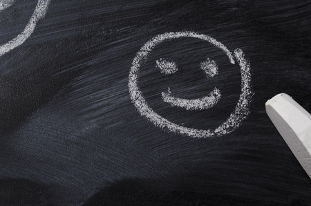 chalkboard for teaching children in school with chalkの写真素材