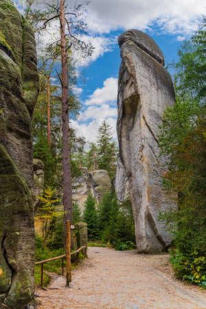 Adersbacher rock city in Krenov in the Czech Republicの写真素材