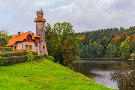 Bila Tremesna, The Czech republic- 25-08-2020: Small hydroelectric power plant Kingdom Forestのeditorial素材