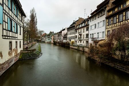 Rainy weather in the city of Strasbourgの写真素材