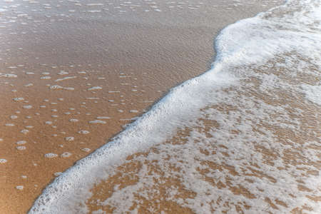 Sea foam on the beautiful sand Atlantic ocean beach.