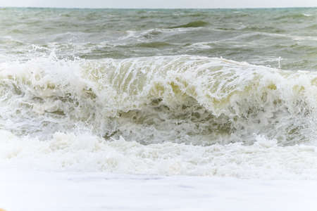 Waves breaking on the beach at the edge of the Atlantic Ocean near Sables d'Olonne in France.