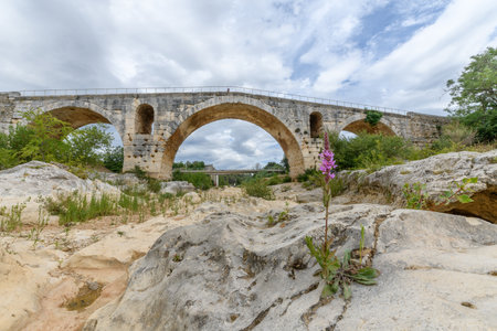 The Julien bridge, Roman bridge over the Calavon river. Roman bridge in the Luberon located on the Via Domitia.の写真素材