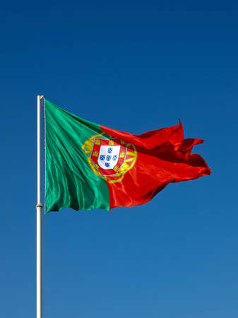 The biggest Portuguese flag in the world waves in the wind.の写真素材