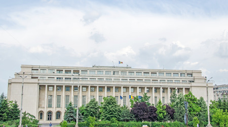 BUCHAREST, ROMANIA - MAY 25, 2014: The Victoria Palace. Victoria Square.のeditorial素材