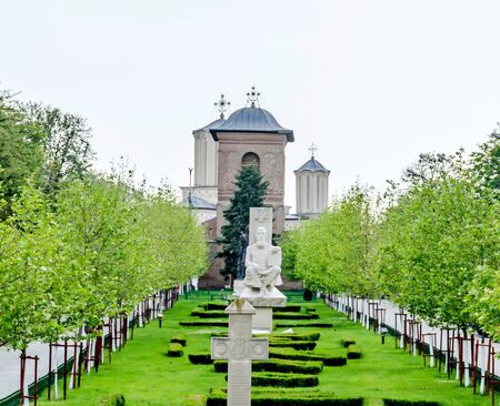BUCHAREST, ROMANIA - MAY 25, 2014: The hill of Patriarchy, Dealul Mitropoliei. The statue of Serban Cantacuzino.のeditorial素材