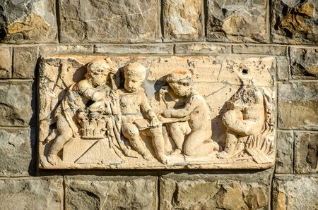 Sinaia, Romania - November 1, 2012. The Peles Castle, detail of exterior wallのeditorial素材