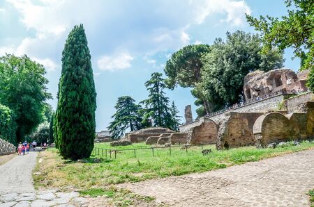 Rome, Italy - July 12, 2013. The Roman Forum, detail of ruinsのeditorial素材