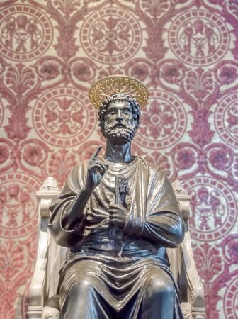 Rome, Italy - July 12, 2013. Vatican City, Saint Peter's Church, detail of San Pietro Statueのeditorial素材