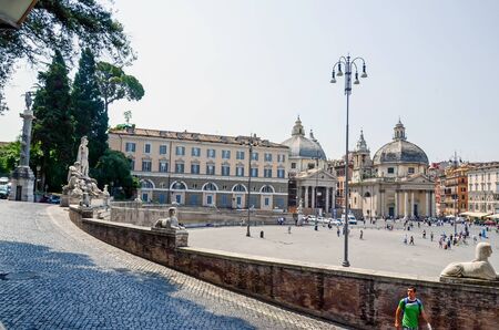 Rome, Italy July 7, 2013. Tourists visits the People's Square (Piazza del Popolo).のeditorial素材