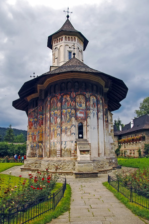 MOLDOVA, ROMANIA - JULY 4,  2014. Visiting The Monastery Voronet, Region Suceava.のeditorial素材