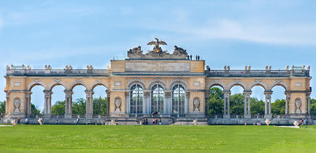 AUSTRIA, VIENNA - MAY 8, 2012. Visiting the Schonbrunn Palace, Gardens, view to Gloriette.のeditorial素材