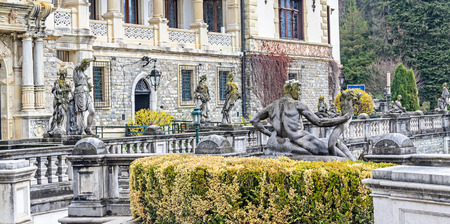 The Peles Castle from Sinaia Romania, outdoor detail.のeditorial素材