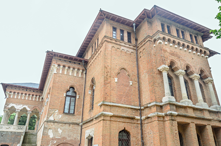 BUCHAREST, ROMANIA - APRIL 30, 2017: The Palace Mogosoaia near Bucharest, Romania, exterior detail. Build by Constantin Brancoveanu.のeditorial素材