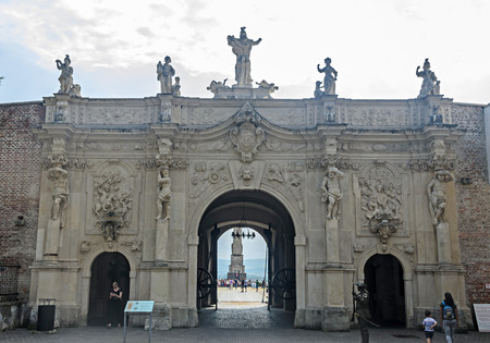 ALBA IULIA, ROMANIA - AUGUST 6, 2017: Citadel fortress Alba Carolina, courtyard near the third gate.のeditorial素材