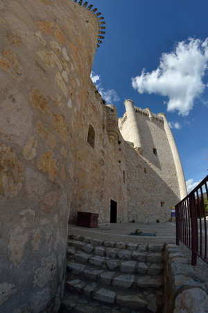 Torija castle through a fisheye lens. Spain. Sunny day with a few clouds in spring.のeditorial素材
