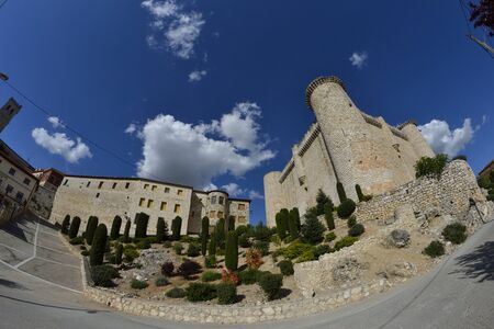 Torija castle through a fisheye lens. Spain. Sunny day with a few clouds in spring.のeditorial素材