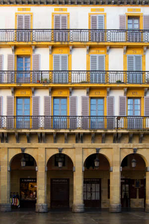 Windws and arches in the Constitution square, San Sebastian, Spainのeditorial素材