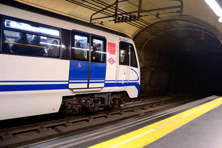 moving subway, Madrid, Spain. Train