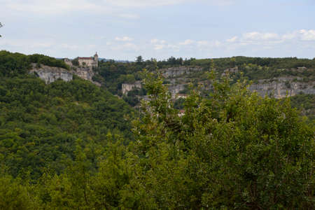 Rocamadour castle from the other side of the valley. Franceのeditorial素材