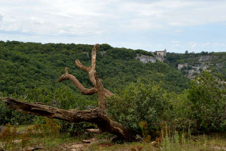 Rocamadour castle from the other side of the valley. Franceのeditorial素材
