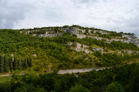 cliff in front of the village of Rocamadourの写真素材