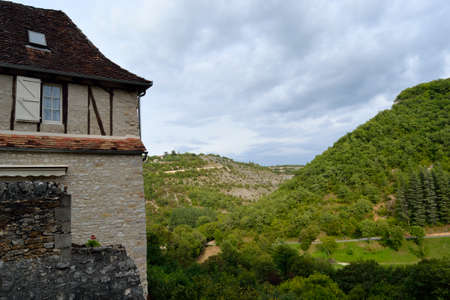 house and forest, Rocamadour, Franceの写真素材