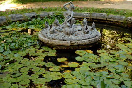 fountain with waterlilies. La Granja de San Ildefonso, Segovia, Spainの写真素材