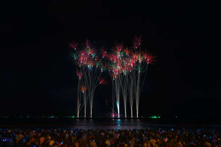 Pattaya Fireworks Festival 2020 on the east coast of the Gulf of Thailand, Pattaya beach