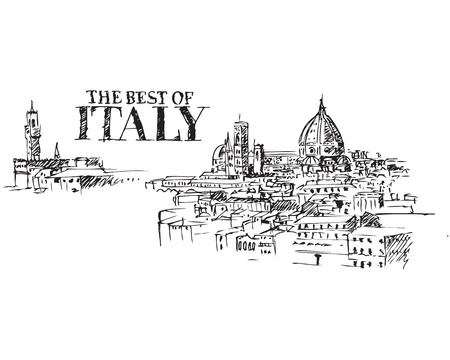 Illustration of city landmarks in Florence, Italyのイラスト素材