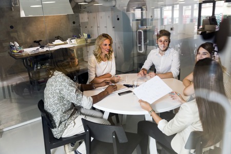 Business meeting and brainstorming in beautiful office