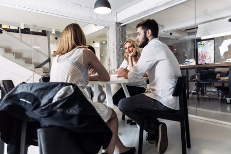 Business meeting and brainstorming in beautiful officeの写真素材