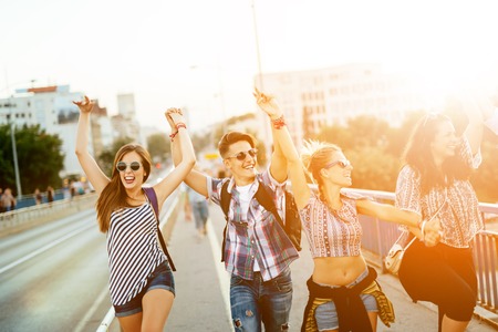 Happy energetic, young people having fun