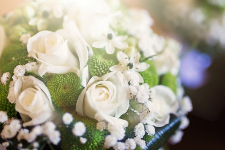 Beautiful wedding bouquet with decorationの写真素材