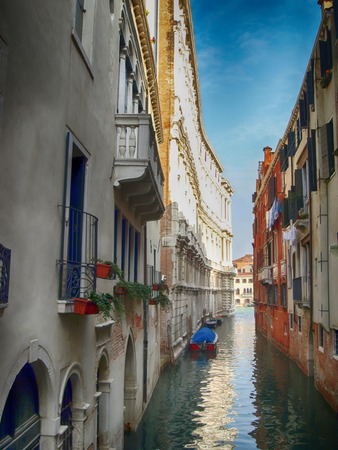 Narrow passage in Venice Italyの写真素材