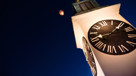 Big clock tower showing time  in Novi Sadの写真素材