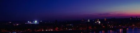 Novi Sad panorama of city and bridge at night