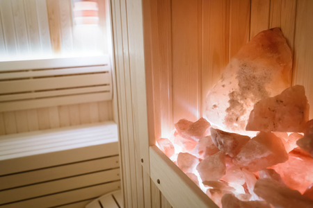 Healthy finnish sauna interior with decorationの写真素材