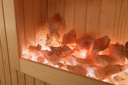 Salt stones in sauna beneficial in penuomnia treatmentの写真素材