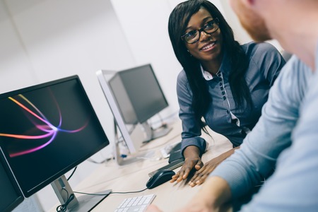 Programmer working in a software developing company office