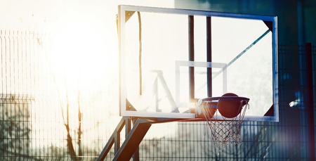Background image of outdoor playground basketball courtの写真素材
