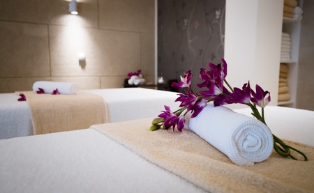 Beautiful modern massage room in spa resortの写真素材