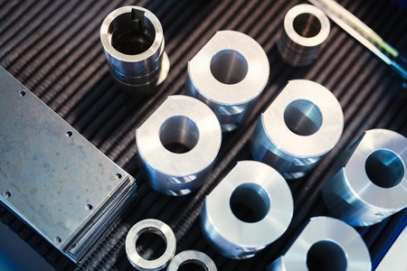 Industrial background from metal parts produced in metal industry factoryの写真素材