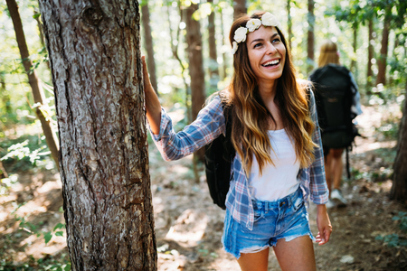 Beautiful young woman spending time in natureの写真素材