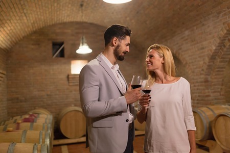 Wine loving couple degustating wines