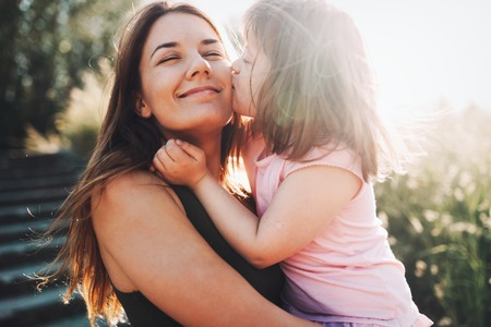 Picture of mother and child with special needsの写真素材
