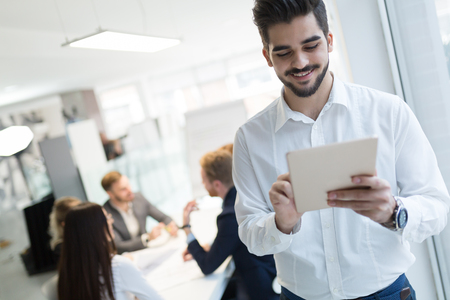 Successful happy worker in information technology industryの写真素材